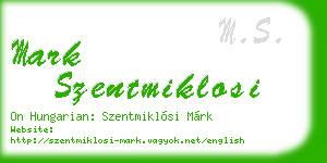 mark szentmiklosi business card